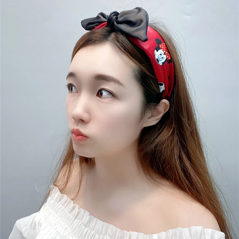 Повязка на голову женская с бантом и Микки Маусом| |