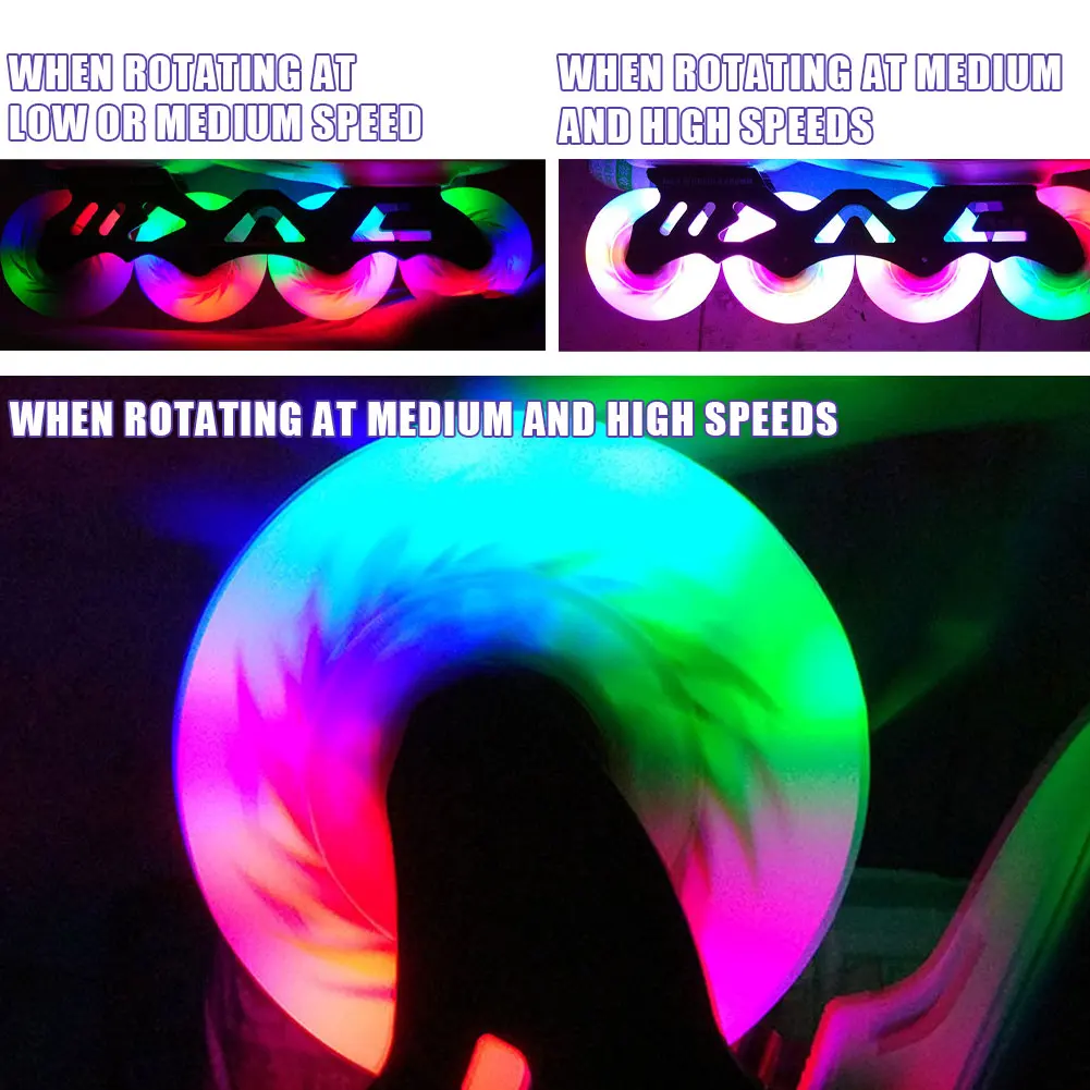 

60/70/80mm Colorful Outdoor Roller Skate Wheels Flashing Wheels Flat Flower Luminous Wheels Brake Wheels Roller Skates Luminous