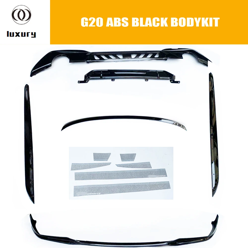 G20 MP Style ABS Black боковая наклейка передняя юбка диффузор задний спойлер для G21 3 серии