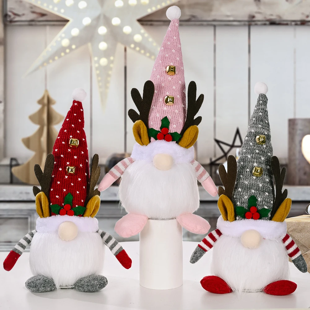 

Рождественское праздничное освещение, украшение, рог, колокольчик, вязаная шапка, безликая кукла, лампа Рудольфа