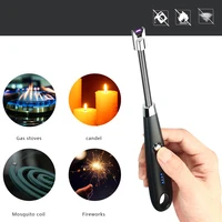 unusual kitchen cooking windproof arc lighter cigarette cigar bendable light candle plasma lighter with led power display gadget