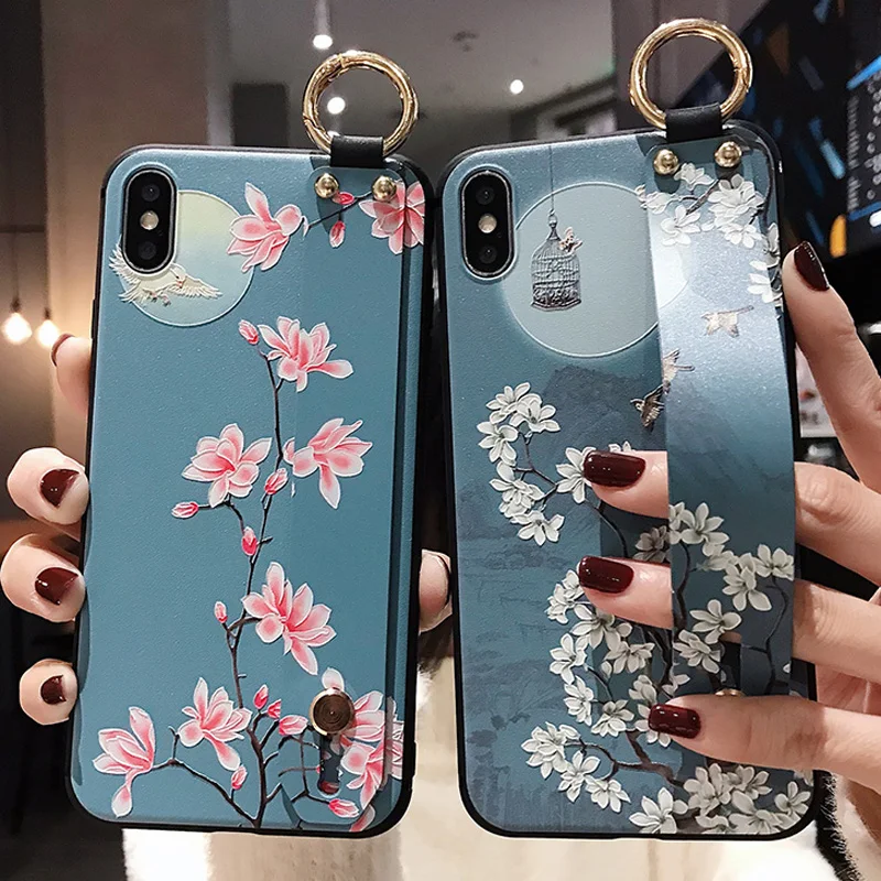 Nova 5T чехол 3D тиснение Ретро ТПУ ремешок держатель телефона для Huawei P40 P30 P20 Pro Lite Mate