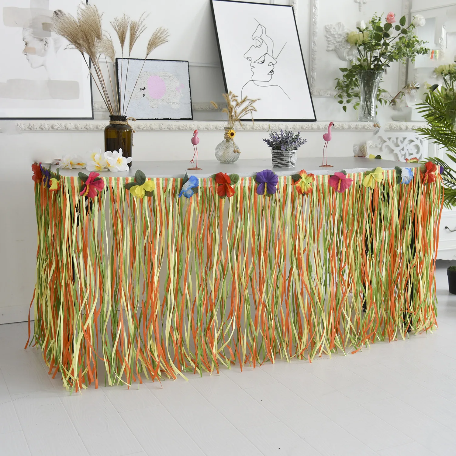 Гавайская Юбка для стола пачка украшения Пляжная посуда отпуска вечерние