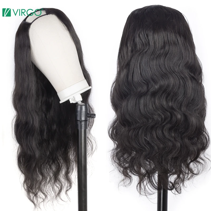 Дева Бесплатная доставка U образным вырезом парик человеческих волос парики 150%