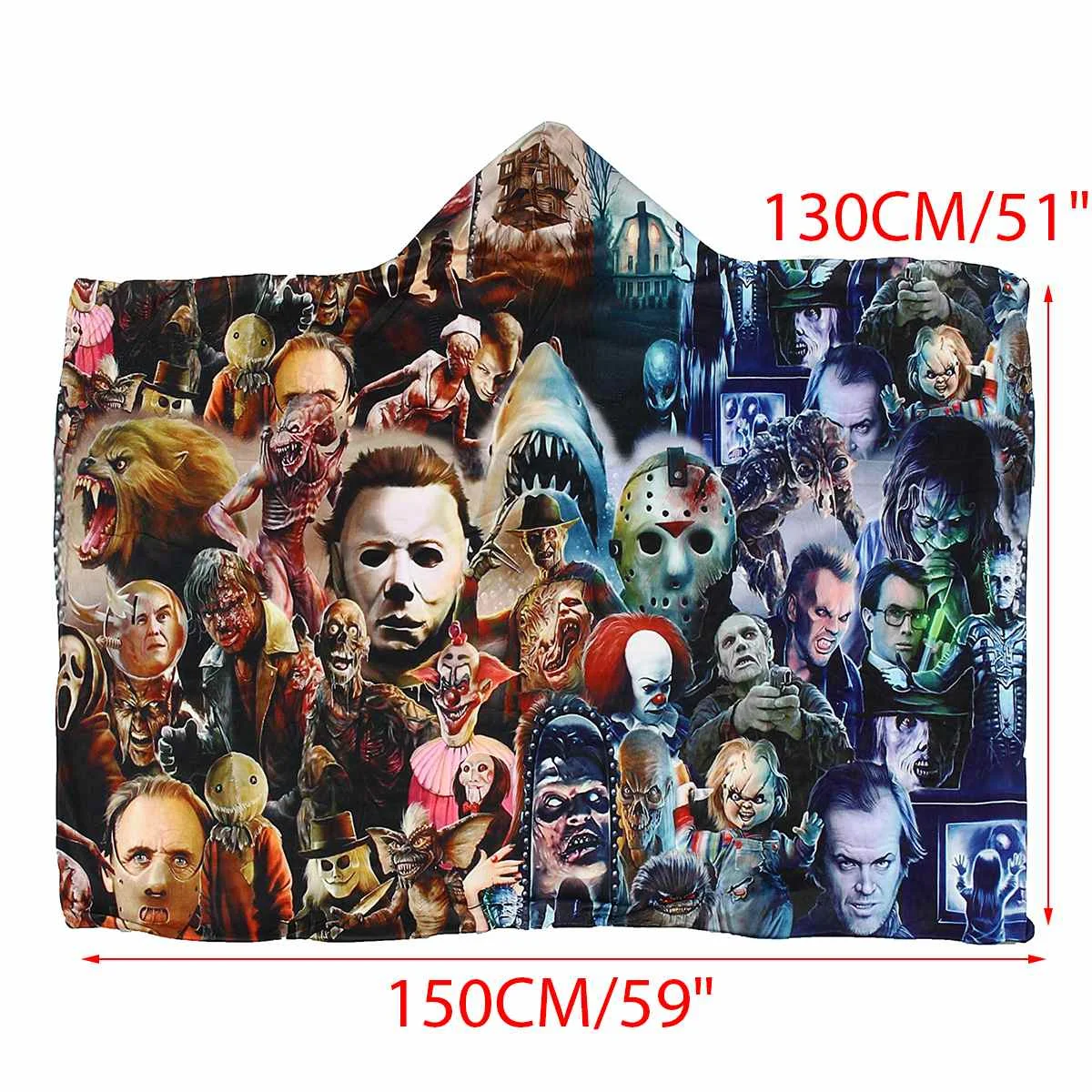 150X130 см/150X200 см Покрывало с капюшоном с героями фильма ужасов шерпа флисовое переносное покрывало микрофибра постельные принадлежности