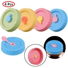 4 шт. разные цвета 70 мм внутренний диаметр крышки пластиковые крышки с соломенным отверстиемштепсельная Вилка для каменщика банки консервирующие кружки-банки для напитков