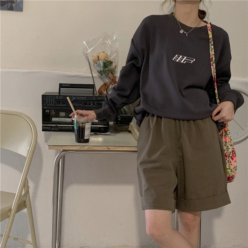 

Women Casual Sweatshirt 2020 Korean Vintage O-neck Geometric Graphic Print Pullover Tops Long Sleeve 2020 Casual Shirt for Lady