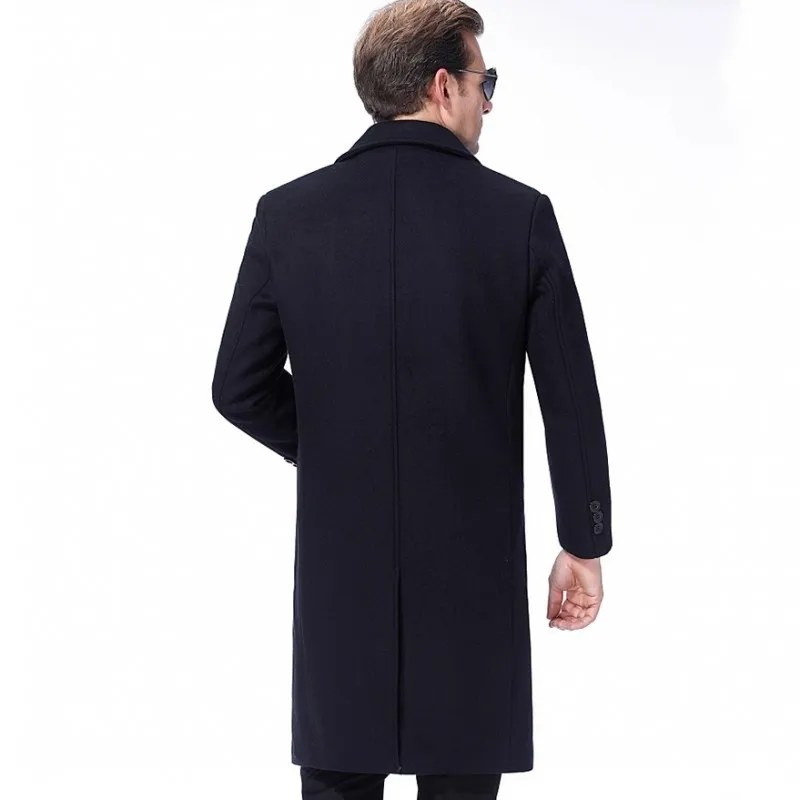 

Winter Mens Wool Blends Long Coat Business Man Fleece Lining Warm Trench Slim Fit Office Work Woolen Coats Plus Size Outerwear