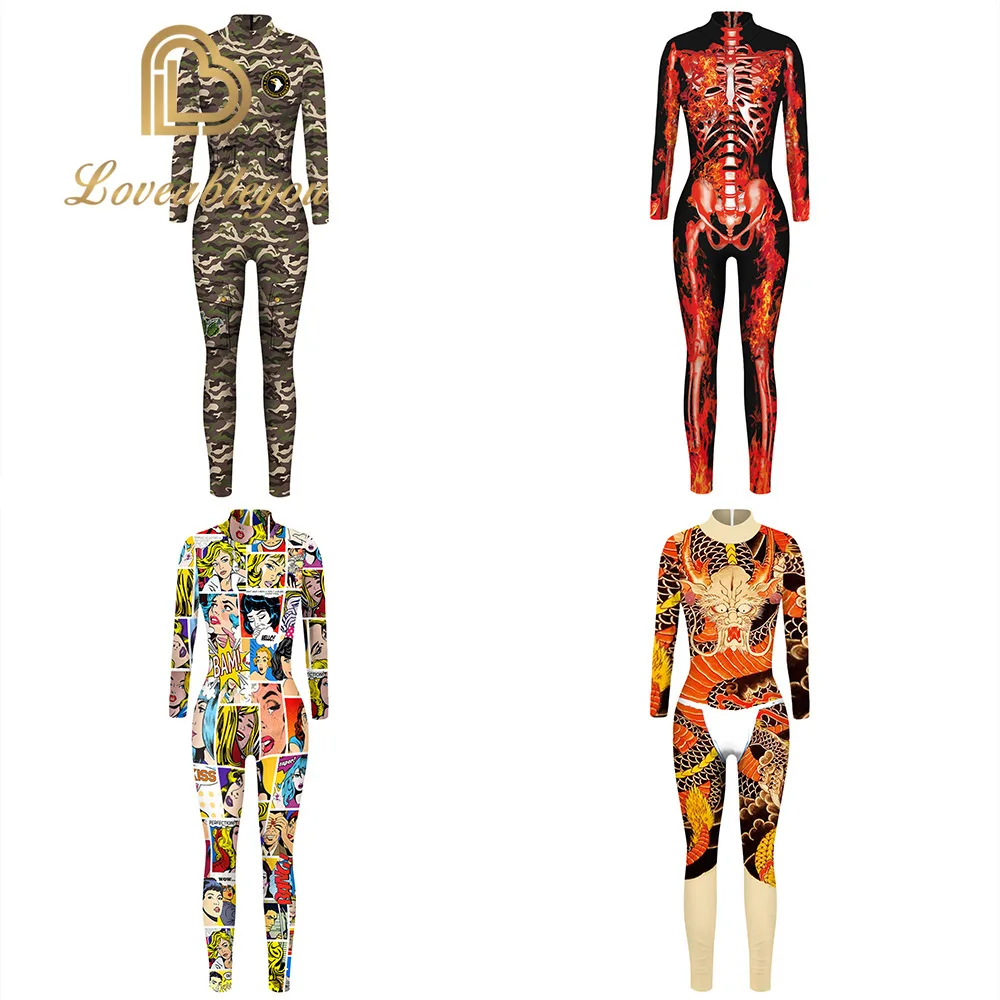 Костюм с принтом скелета на Хэллоуин для взрослых и женщин карнавальный костюм