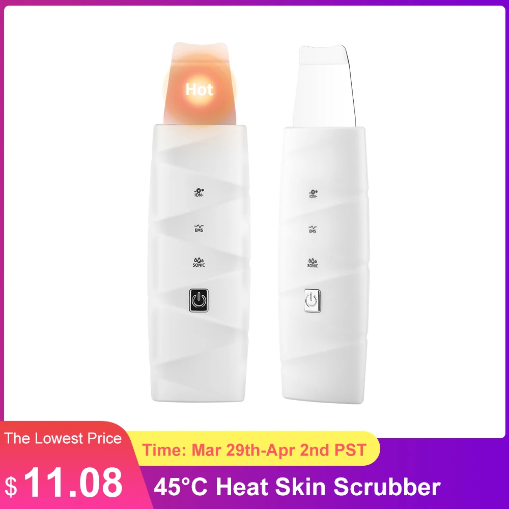 

45Â°C Heat Face Skin Scrubber Ultrasonic Facial Deep Cleaning Peeling Shovel Blackhead Removal Pore Cleaner Constant Temperature
