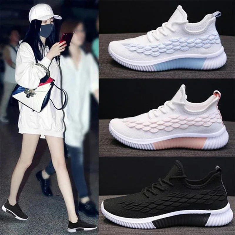 

New Style Women Sneakers Breathable Casual Trade Shoes Women Flying Woven Lace Running Shoes Autumn Sports Style Women Shoes