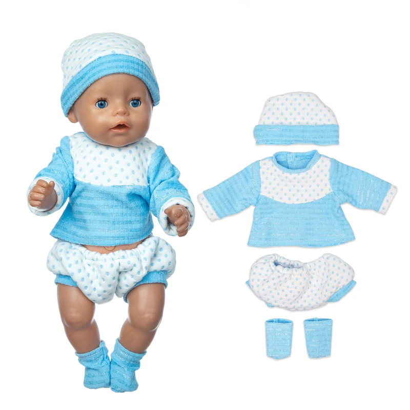 

2022 Fit 18 inch Born New Baby Doll Clothes Accessories 43cm 3-piece Suit Rabbit Hair Band For Baby Festival Gift