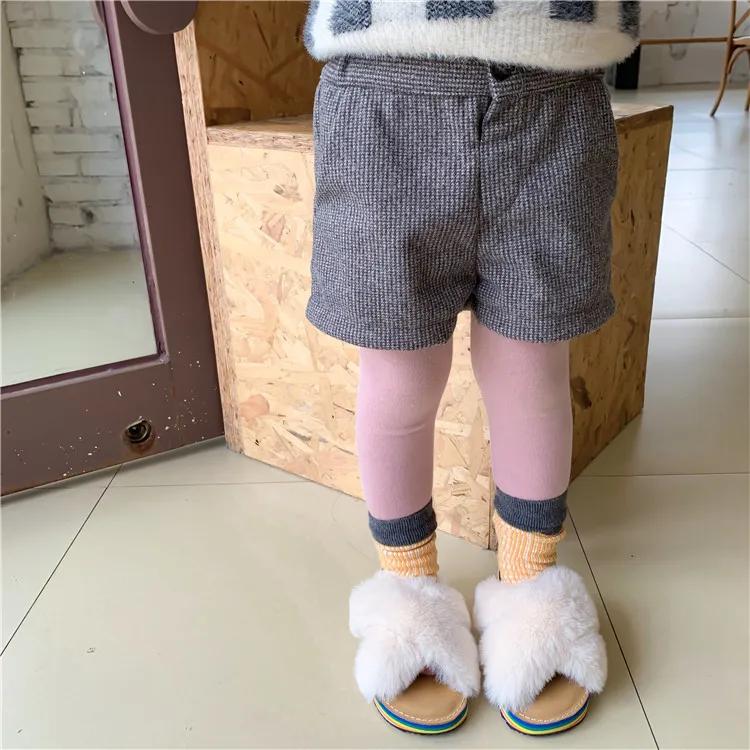 Осень 2019 г. милые модные шерстяные шорты для девочек Повседневные Шорты Для детей