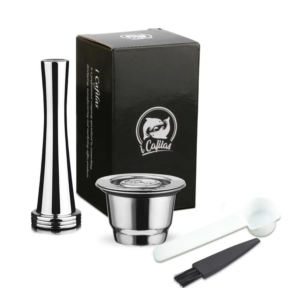

One Set Food-Grade Steel Reusable Capsule Permanent Coffee Pod Holder For Nespresso Stencils Coffee Sifter Filter
