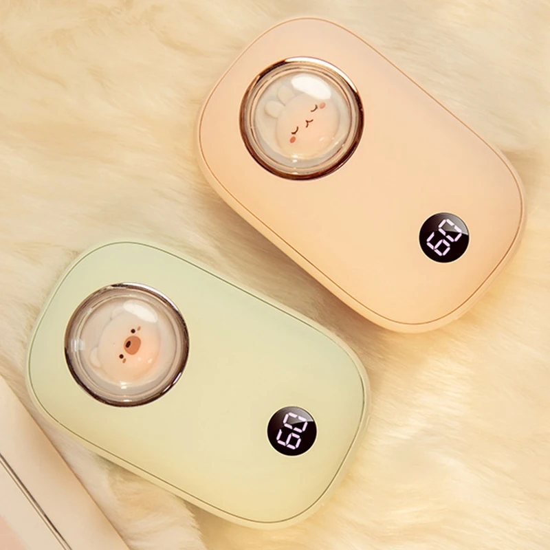 

2 Set 10000MAh Power Bank Hand Warmer USB Heating Digital Display Temperature Control Hand Warmer, Pink & Green