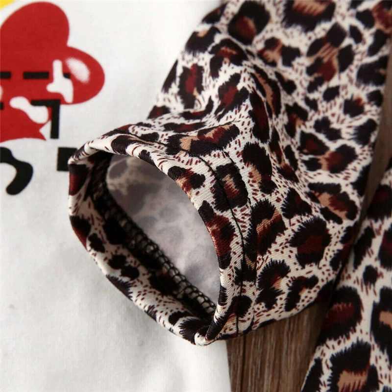 Одежда для маленьких девочек на День святого Валентина комплект леопардовая