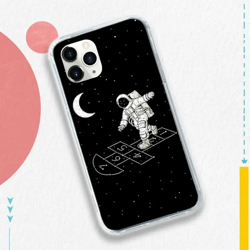 

Cartoon space Astronaut sky Phone Case Transparent soft For iphone 5 5s 5c se 6 6s 7 8 11 12 plus mini x xs xr pro max