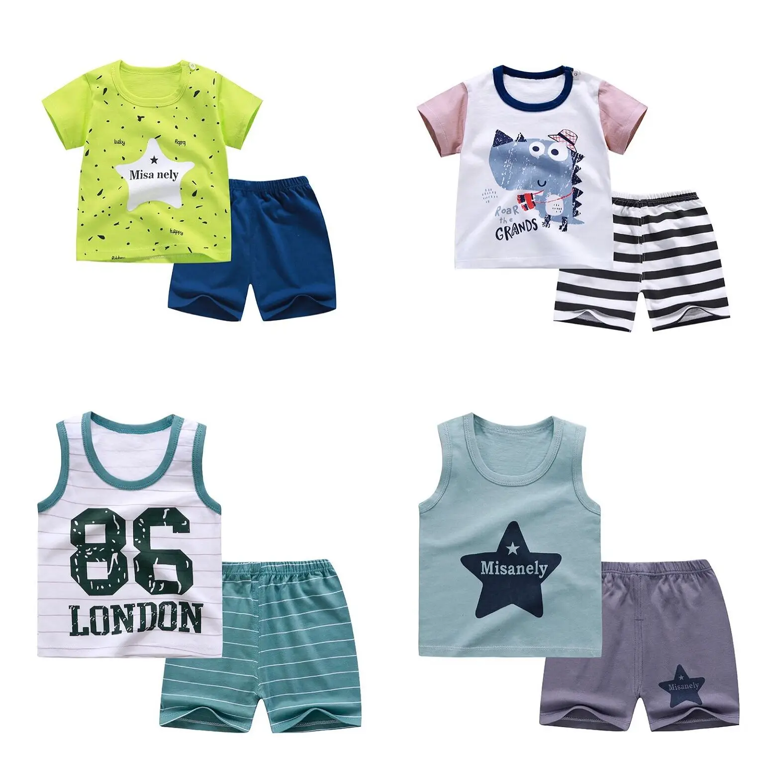 Комплект для малышей Одежда маленьких мальчиков и девочек Модный костюм Детская