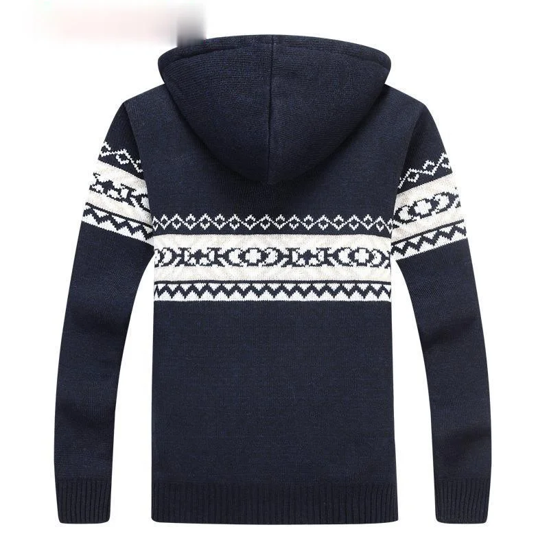 

Zoulv 2021 Thick Cardigan Plus Velvet Coats Mens Brand Clothing Autumn Patternt Hooded Knitted Zipper Winter Men Wool Jackets