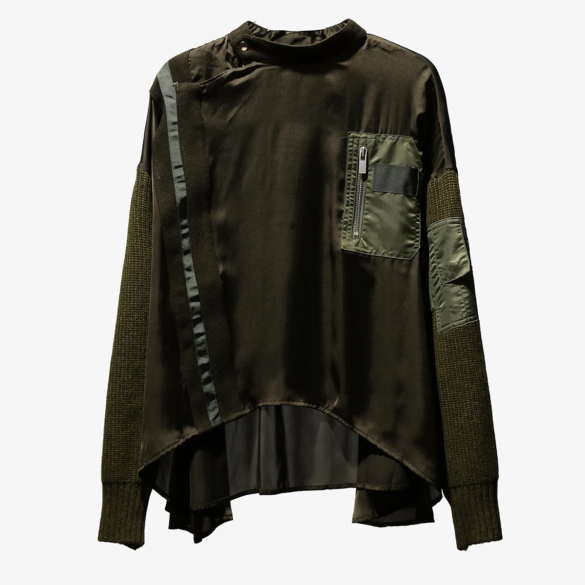 

Женская футболка Нерегулярные Лоскутная футболка с длинным рукавом для женщин асимметрия Повседневная Свободная футболка, Топы, женская о...