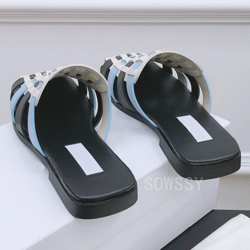 

2021 Spring Autumn New Retro Style Weave Closed Pointedtoe Sandalias Fashion Sheepskin Weave Women's Slippers Comfortable Sandal