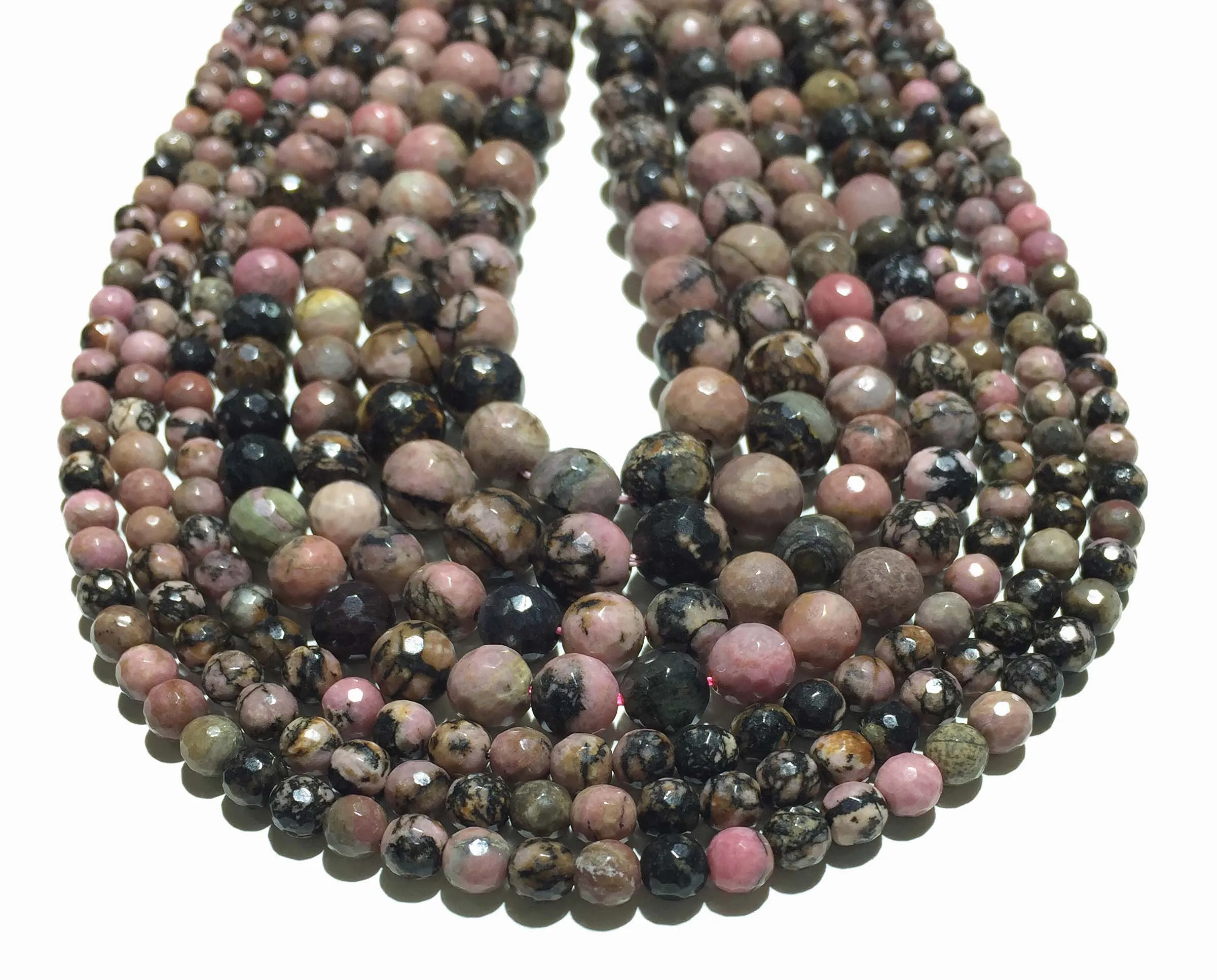 

6mm Natural Faceted Round Rhodonite Gemstone Loose Spacer Beads Jewelry Making DIY Bracelet Necklace Accessories Factory Price