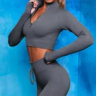 Женский спортивный топ на молнии, бесшовные облегающие Рубашки, Топы с длинным рукавом, одежда для йоги, одежда для бега, тренировочный кардиган для тренировок, женский