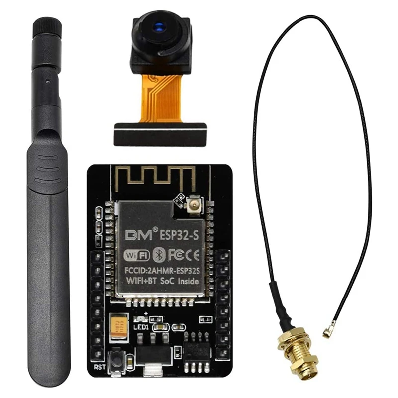 

ESP32-CAM WiFi Bluetooth Development Board with OV2640 Camera Module and 8DBi Antenna + IPEX-To-RP-SMA Pigtail Cable