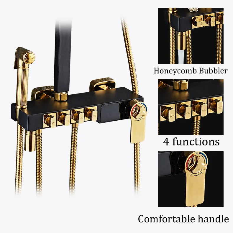 Набор для душа с термостатом лейка из латуни водопад ванной комнаты квадратная