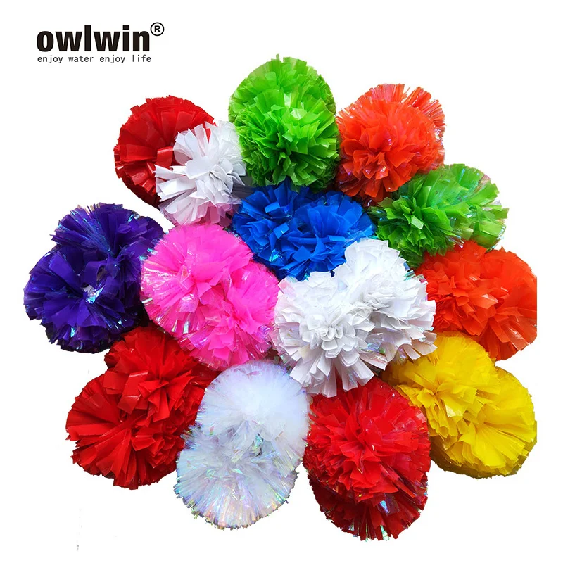 

pompoms cheerleading cheer pom ball 4 pcs of plastic handle metallic streamer cheer dance decorator club sport 2 pairs