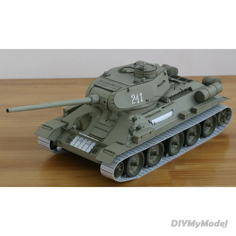 DIYMyModel-modelo de papel de tanque mediano de T-34 sovi&eacute;tico, Manual de bricolaje, 1:25, T-34/85-3
