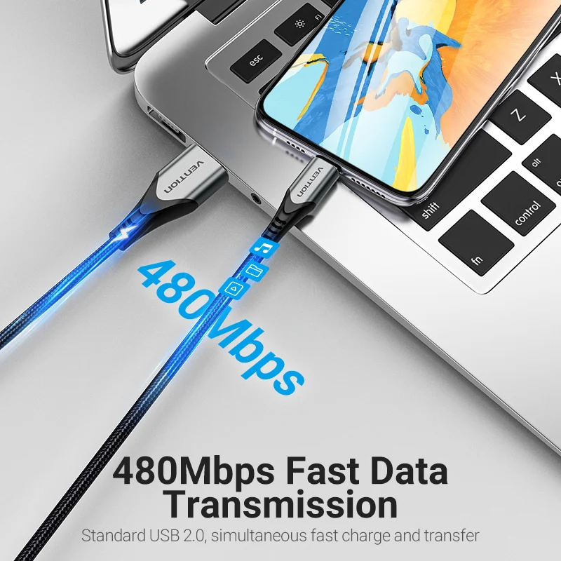Vention MFi USB кабель для iPhone 12 мин Pro Max X XR 11 2.4A быстрой зарядки Lightning передачи данных