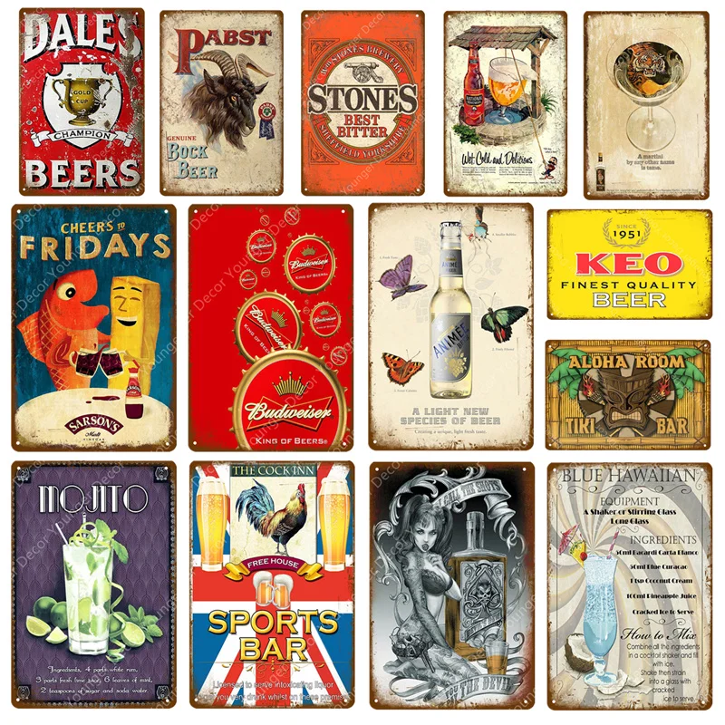 

Cheers To Fridays Metal Tin Signs Beer Cafe Sports Bar Decoration Plates Retro Wall Art Plaque Vintage Home Decor Mojito Poster