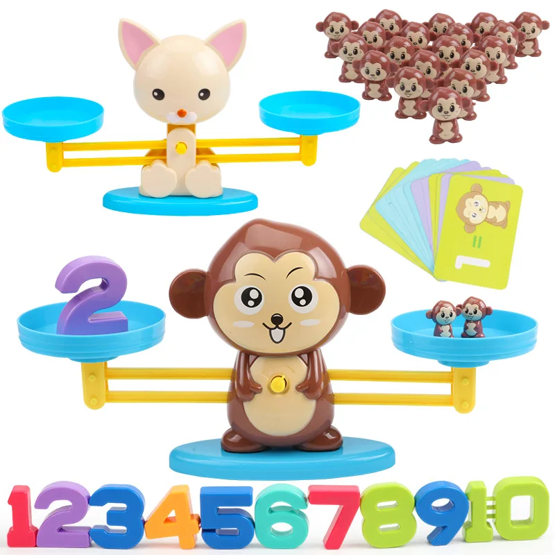 Monkey Cat Digital Balance Scale Toy Kids Educational Learning Toy Add Subtract Math Toys