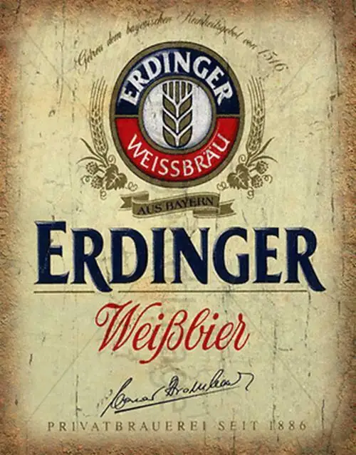 

Erdinger Weissbier LAGER BEER METAL TIN SIGN POSTER WALL PLAQUE