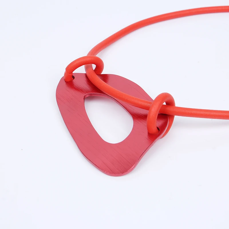 

YD&YDBZ Strange Metal Shape Pendant Necklaces For Women Punk Hiphop Jewelry Long Necklace Multicolor Rubber Rope Sweater Chain