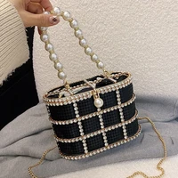 trendy crossbody messenger bags kawaii tote pearl handle 2022 womens designer party handbag chain shoulder lipstick diamonds ev