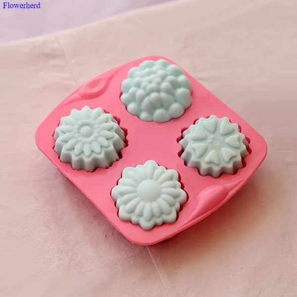 4 полости Мути узор Fondant (сахарная) тортов силиконовая форма для ручной работы 3d