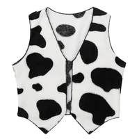 baby flannel vest cow printed waistcoat tops outerwear kids boys girls cowboy cowgirl fancy dress costume cosplay party dress up