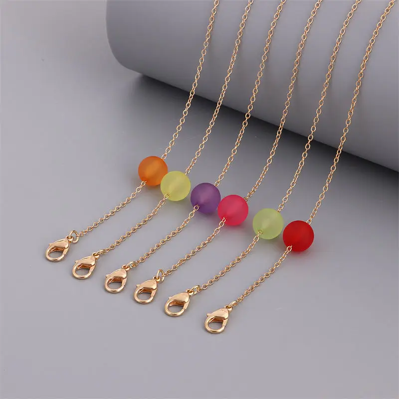 

Minimalist Colored Beads Necklace Chokers For Women Stackable Neck Charm Simple Ball Gold Color Chain Necklace Geometric Jewelry