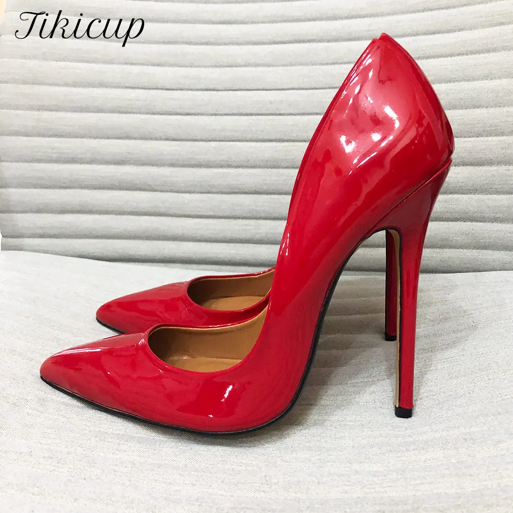 Tikicup Unisex Shoes Size 48 Extreme High Heels 14cm Pointed Toe Sexy Thin Heel Stilettos Fetish SM Cross Dresser Gay Homosexual | Обувь