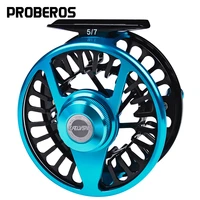 proberos aluminum fly fishing 57 79 910 wt wheel blue black color fly fishing reel cnc machine right left handle fly reel