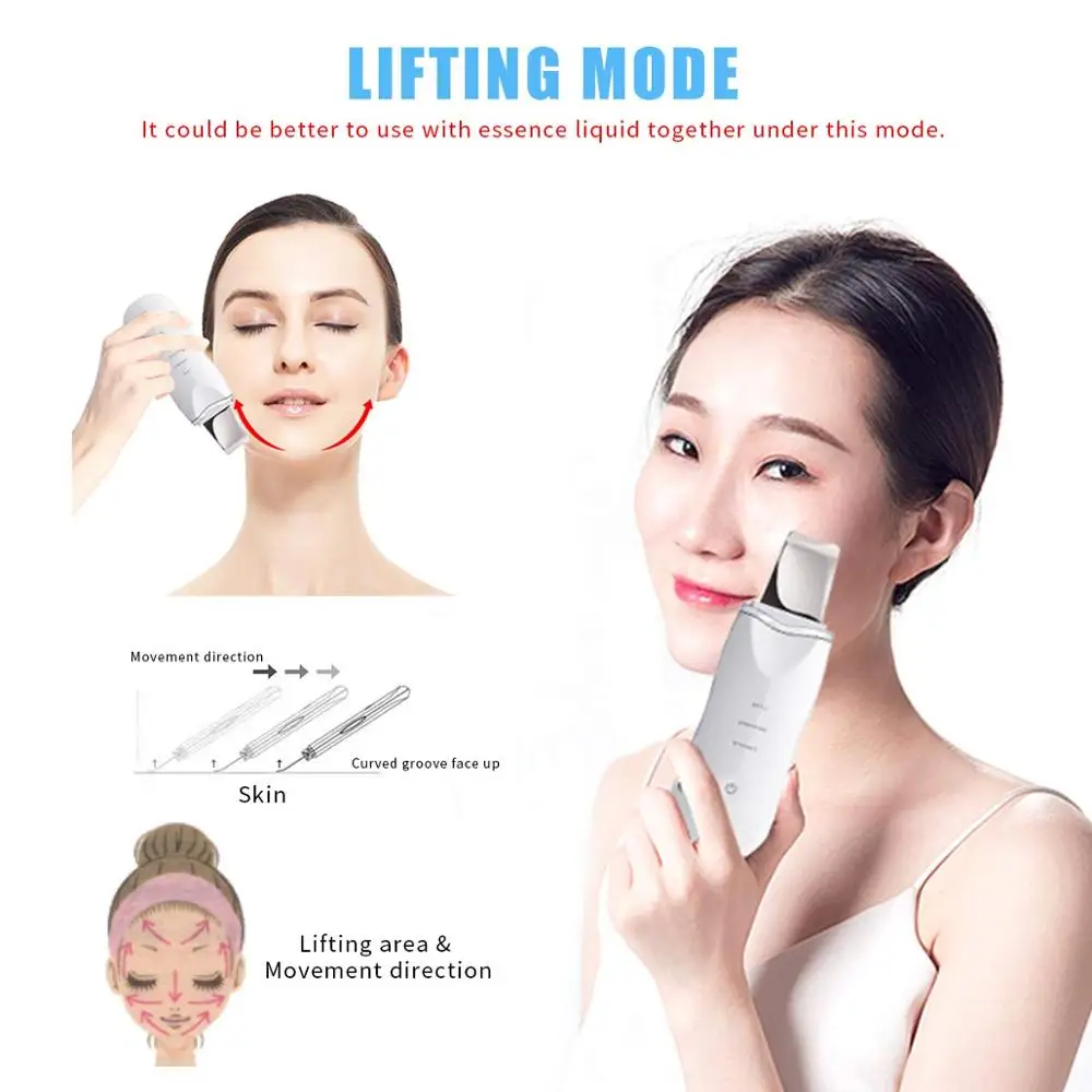 Ультразвуковой скребок для чистки лица очиститель пилинг кожи удаление черных