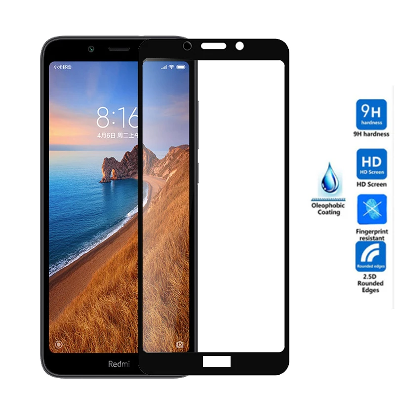Закаленное стекло с полным покрытием для Xiaomi Redmi 7A 6A 8A Защита экрана 8 7 6 Pro 3D