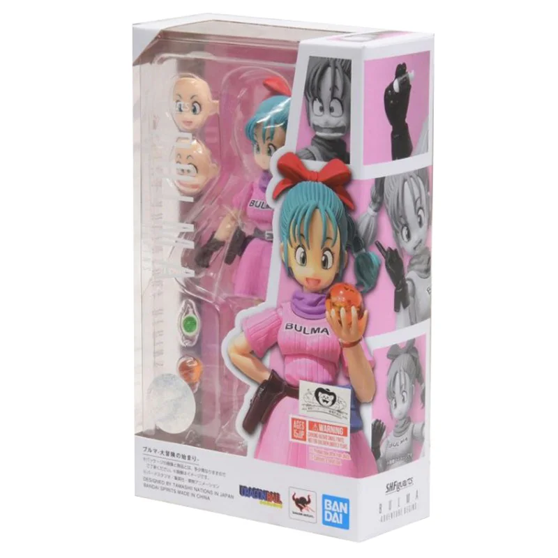 

BANDAI SHF Anime Dragon Ball Z Figure Childhood Bulma PVC Action Figure Collection Model Toy For Kids Gifts With Official Box