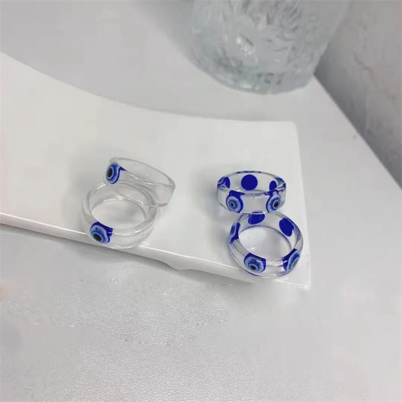 Кольца женские с голубым глазом дьявола прозрачные круглые ювелирные украшения