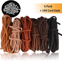 6 pieces leather cord string rope thread 3mm x 5m suede cord for making bracelets home diy crafts with 100 pieces cord ends