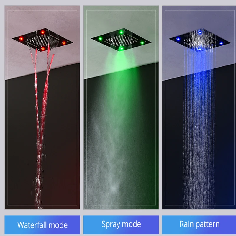 Bluetooth Music Shower head 304 Stainless Steel Waterfall Rainfall Faucet Bathroom Ceiling Colorful LED Head Panel | Обустройство