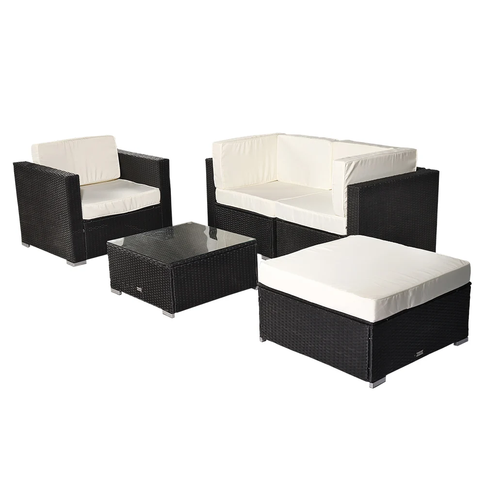 

5 Pieces Patio PE Wicker Rattan Corner Sofa Set Garden Balcony Hotel Outdoor Indoor Weaving Rattan Sofa Set