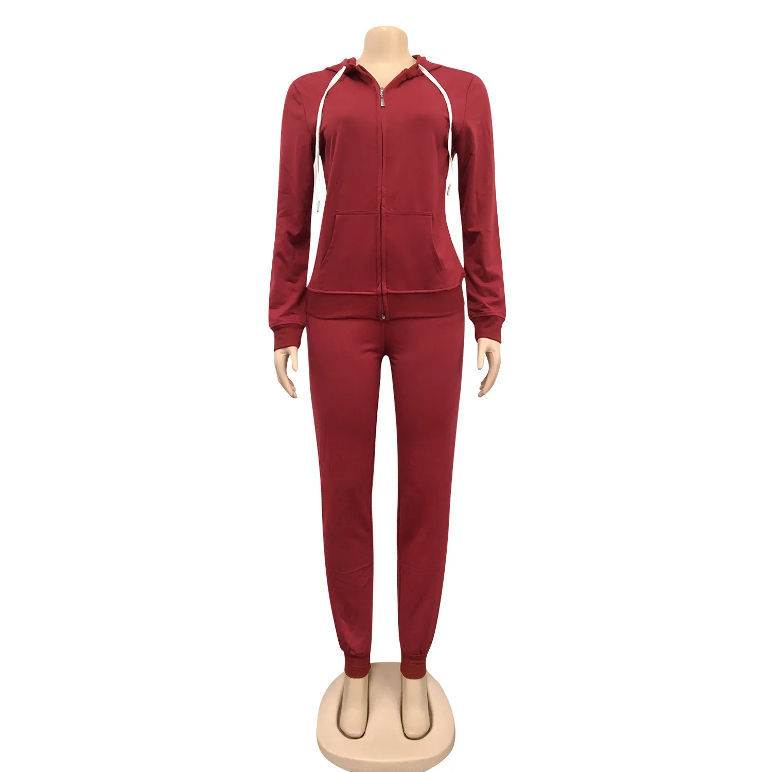 

Two Piece Outfits Set Women Tracksuit Sexy Hooded Coat And Pants With Pockets Autumn Long Sleeve Zip Up 2pcs Jogger Female Sets